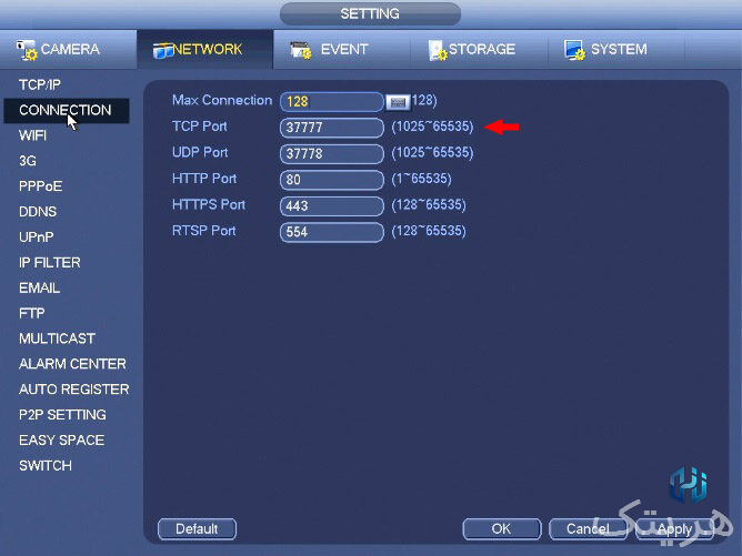 آموزش جامع انتقال تصویر دوربین مداربسته با پورت فورواردینگ مودم 2 بررسی پورت در پنل DVR/NVR